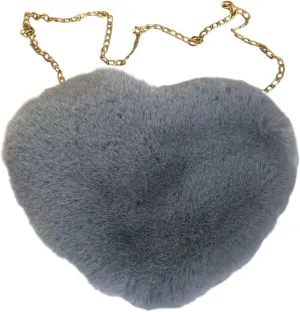 Puffer Tote Bag Naughty Furry Mini Heart Handbags Small Mini Metal Chain Cross-Body Bag Winter Feather Bags