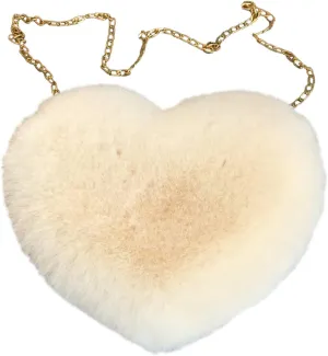 Puffer Tote Bag Naughty Furry Mini Heart Handbags Small Mini Metal Chain Cross-Body Bag Winter Feather Bags