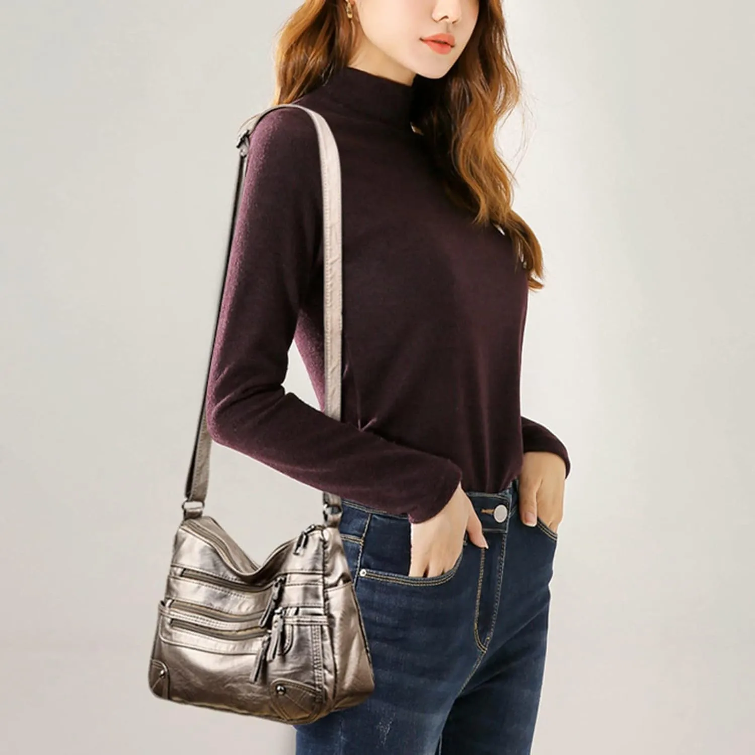 Puffer Tote Bag Outdoor Sling Bag Body Bag Zipper Trendy Crossbody Purse Chest Bag With Adjustable Guitar Strap