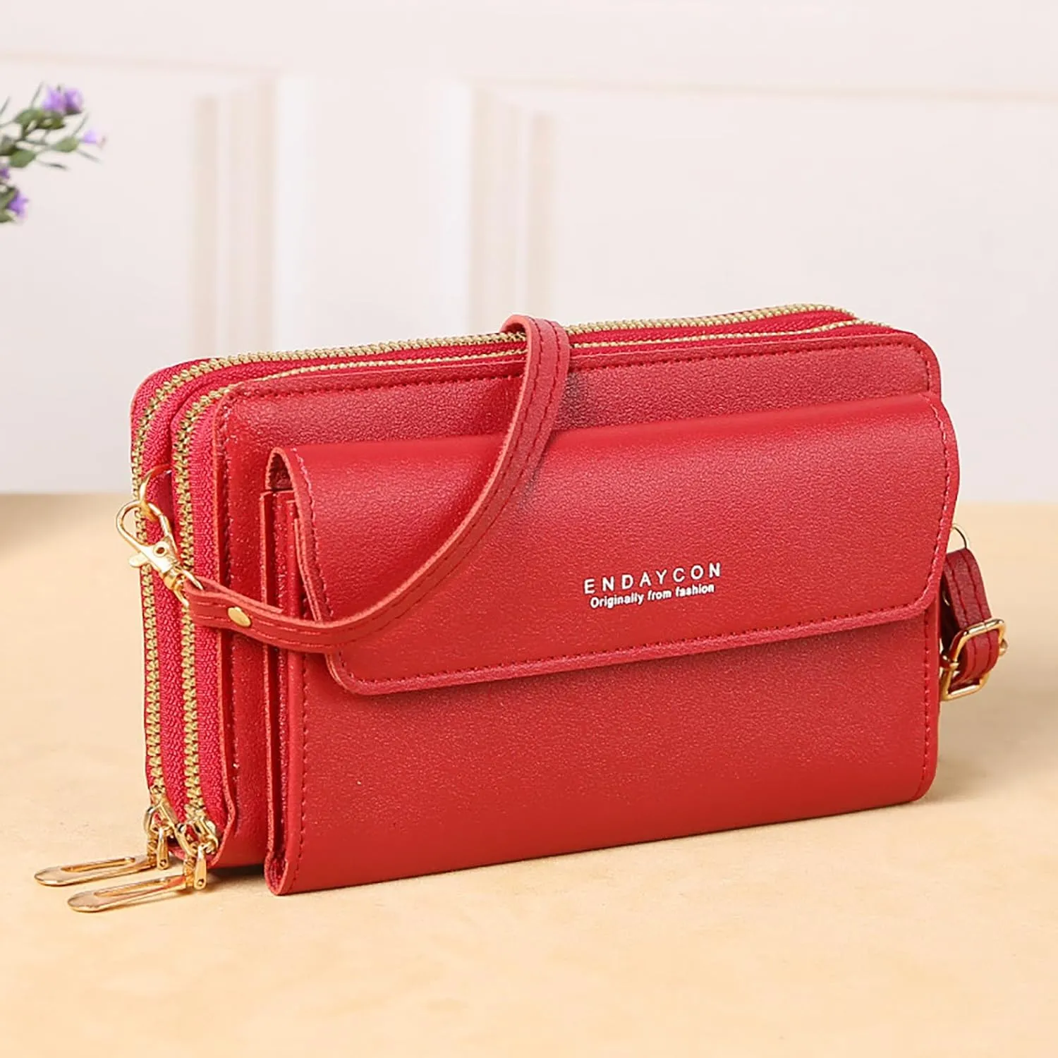 Puffy Crossbody Bags for Women Crossbody Purses and Handbags Lightweight Pocketbook Nylon Quilted Shoulder Purse(Red)