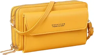 Puffy Crossbody Bags for Women Crossbody Purses and Handbags Lightweight Pocketbook Nylon Quilted Shoulder Purse(Yellow)