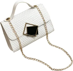 Puffy Crossbody Bags for Women Lightweight Quilted Leather Handbags for Women Beach Bag Water Proof Sandproof(White)