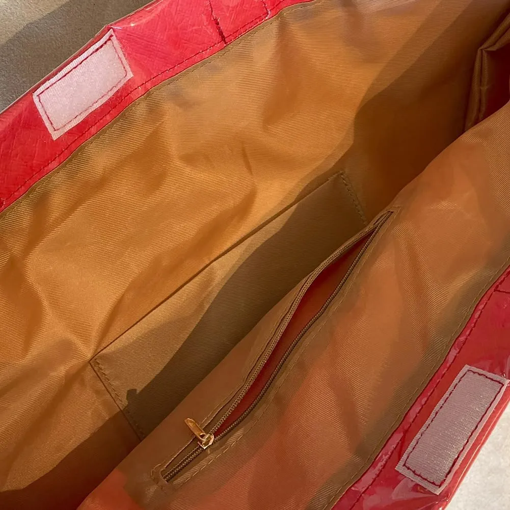 PVC Tote Bag for Women Large Letters Print Handbag Plastic Clear Tote Bag Kraft Paper Handbag