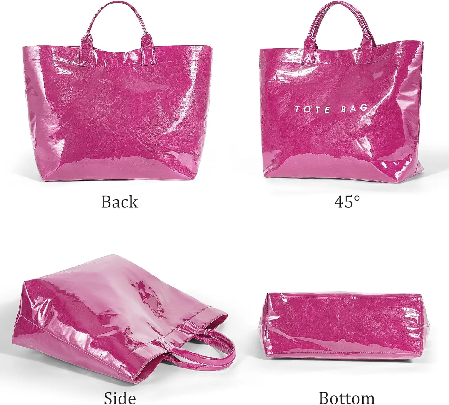 PVC Tote Bag for Women Large Letters Print Handbag Plastic Clear Tote Bag Kraft Paper Handbag