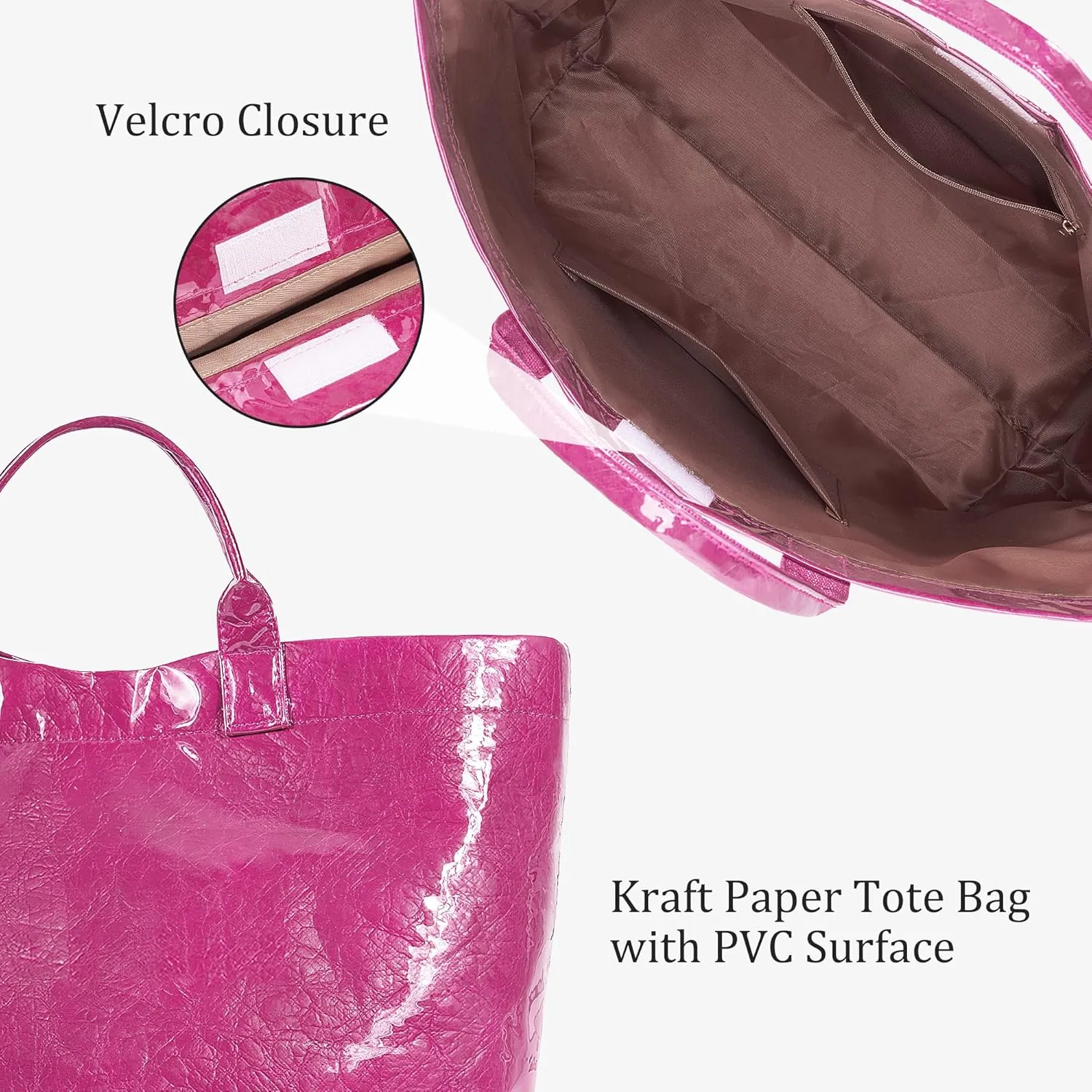 PVC Tote Bag for Women Large Letters Print Handbag Plastic Clear Tote Bag Kraft Paper Handbag