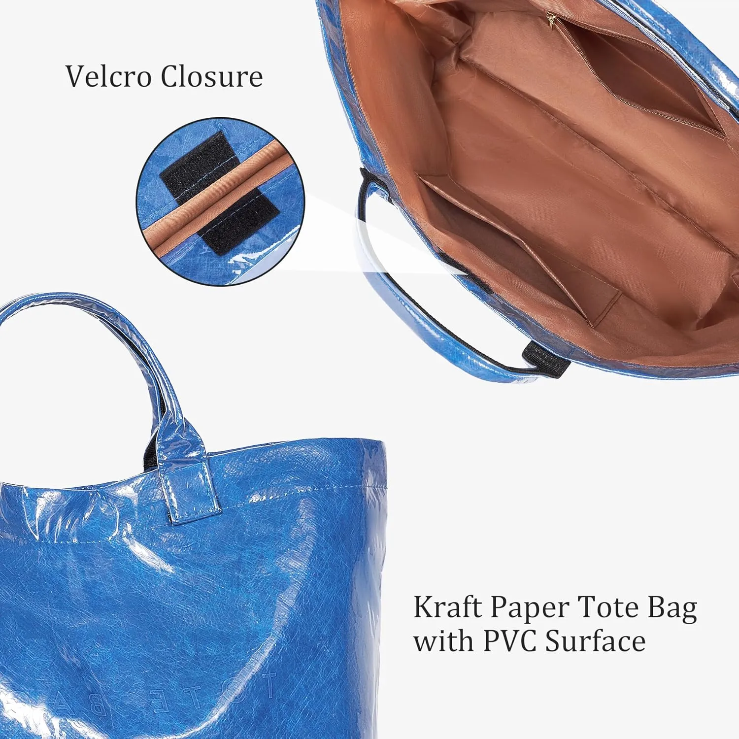 PVC Tote Bag for Women Large Letters Print Handbag Plastic Clear Tote Bag Kraft Paper Handbag