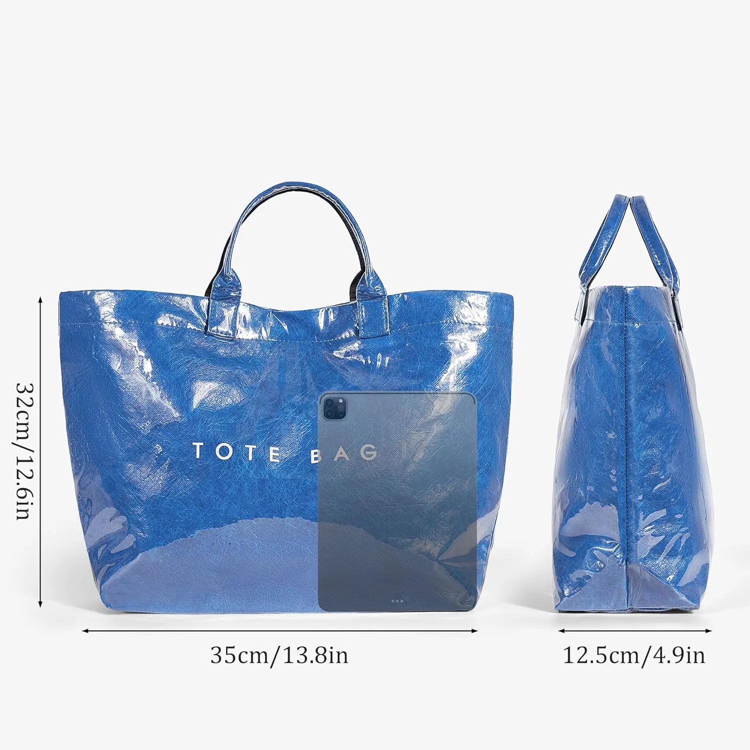 PVC Tote Bag for Women Large Letters Print Handbag Plastic Clear Tote Bag Kraft Paper Handbag