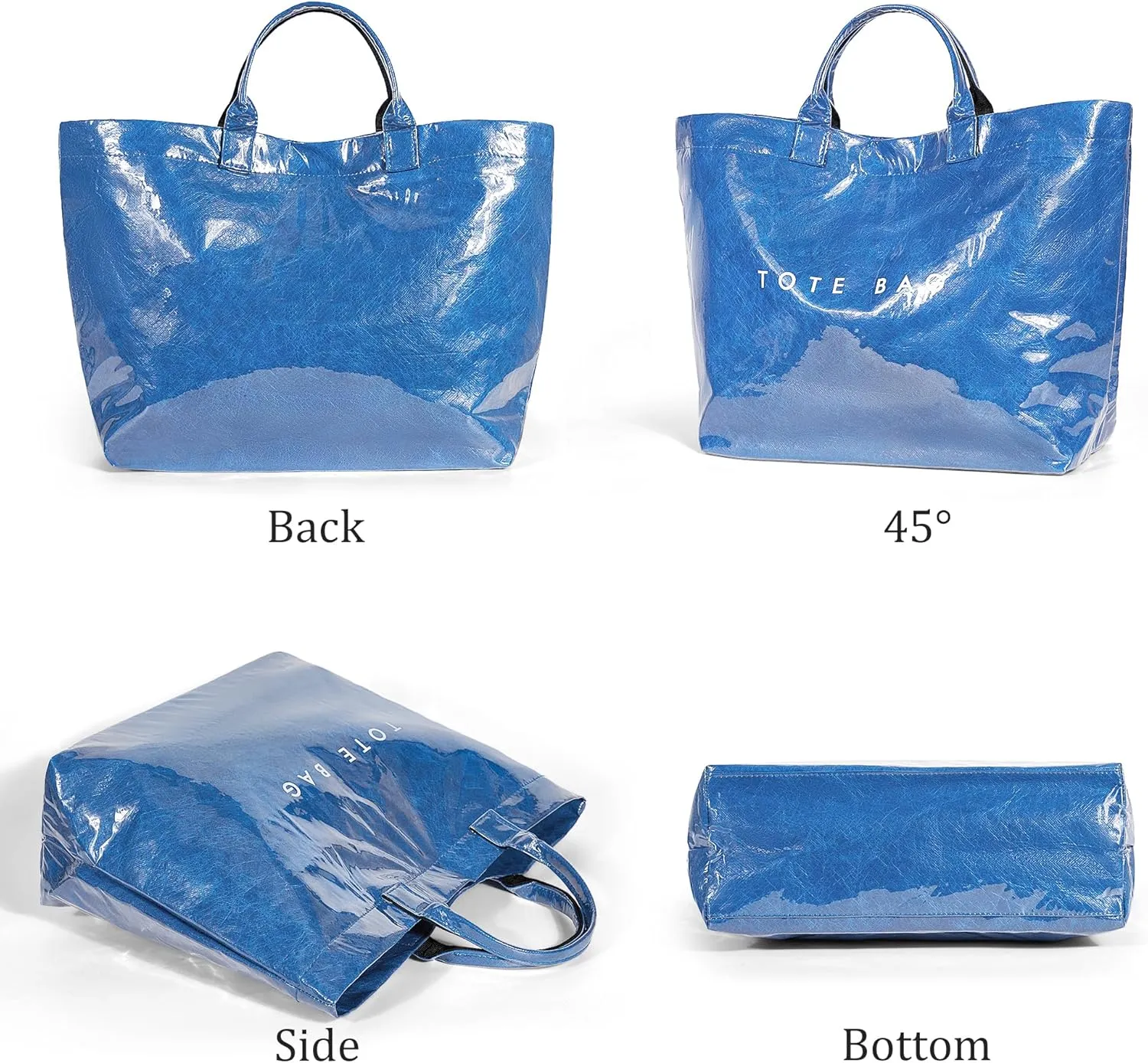 PVC Tote Bag for Women Large Letters Print Handbag Plastic Clear Tote Bag Kraft Paper Handbag