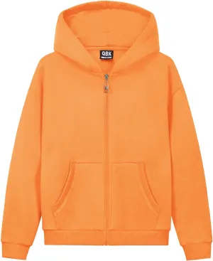 QBK Kids Brushed Fleece Zip-Up Hooded Sweatshirt Hoodie for Boys or Girls 3-14 Years