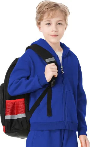 QBK Kids Brushed Fleece Zip-Up Hooded Sweatshirt Hoodie for Boys or Girls 3-14 Years