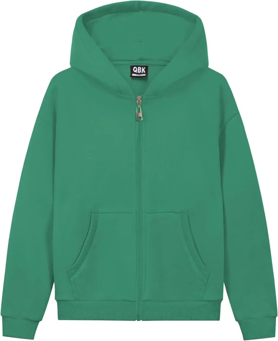 QBK Kids Brushed Fleece Zip-Up Hooded Sweatshirt Hoodie for Boys or Girls 3-14 Years