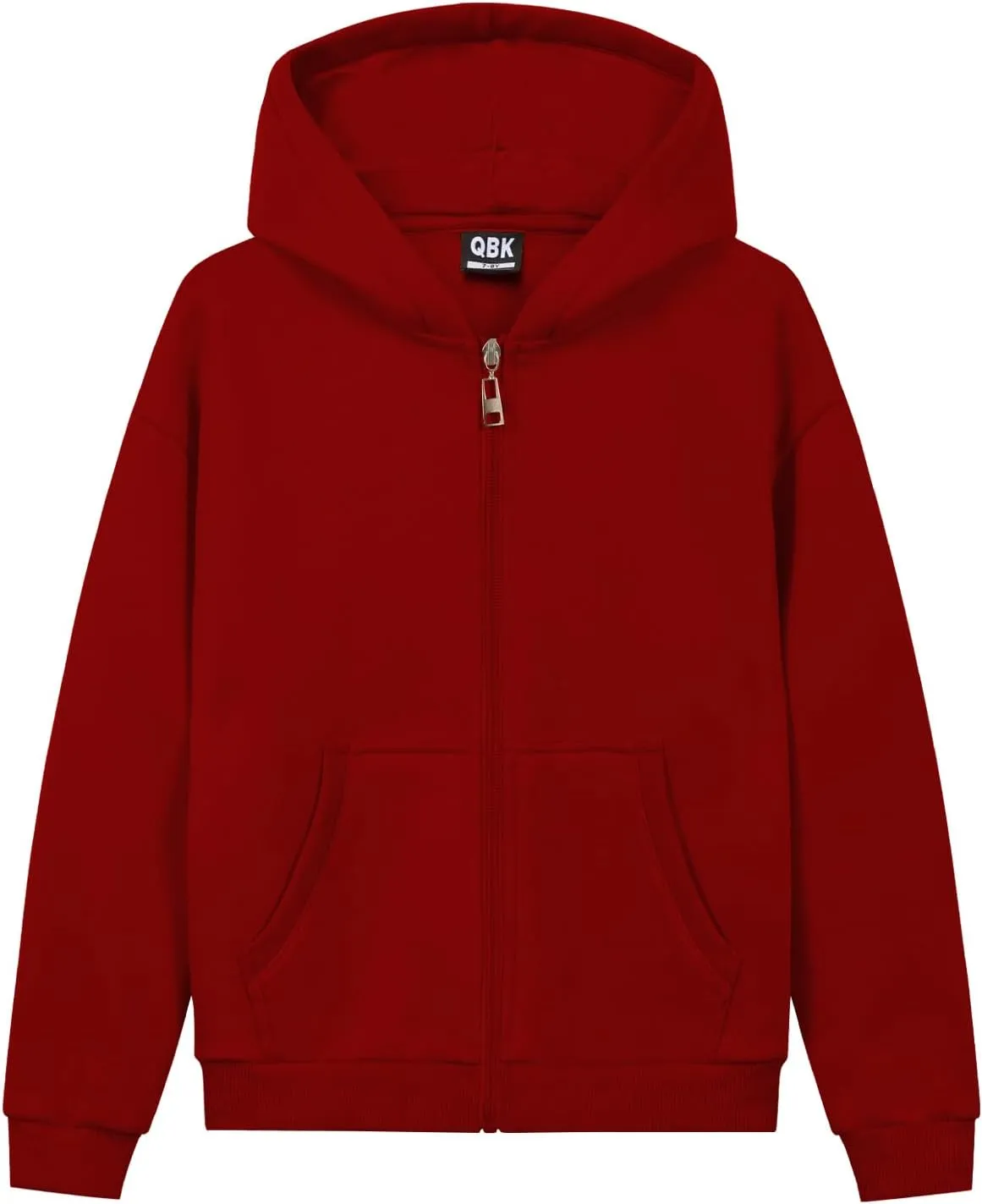 QBK Kids Brushed Fleece Zip-Up Hooded Sweatshirt Hoodie for Boys or Girls 3-14 Years
