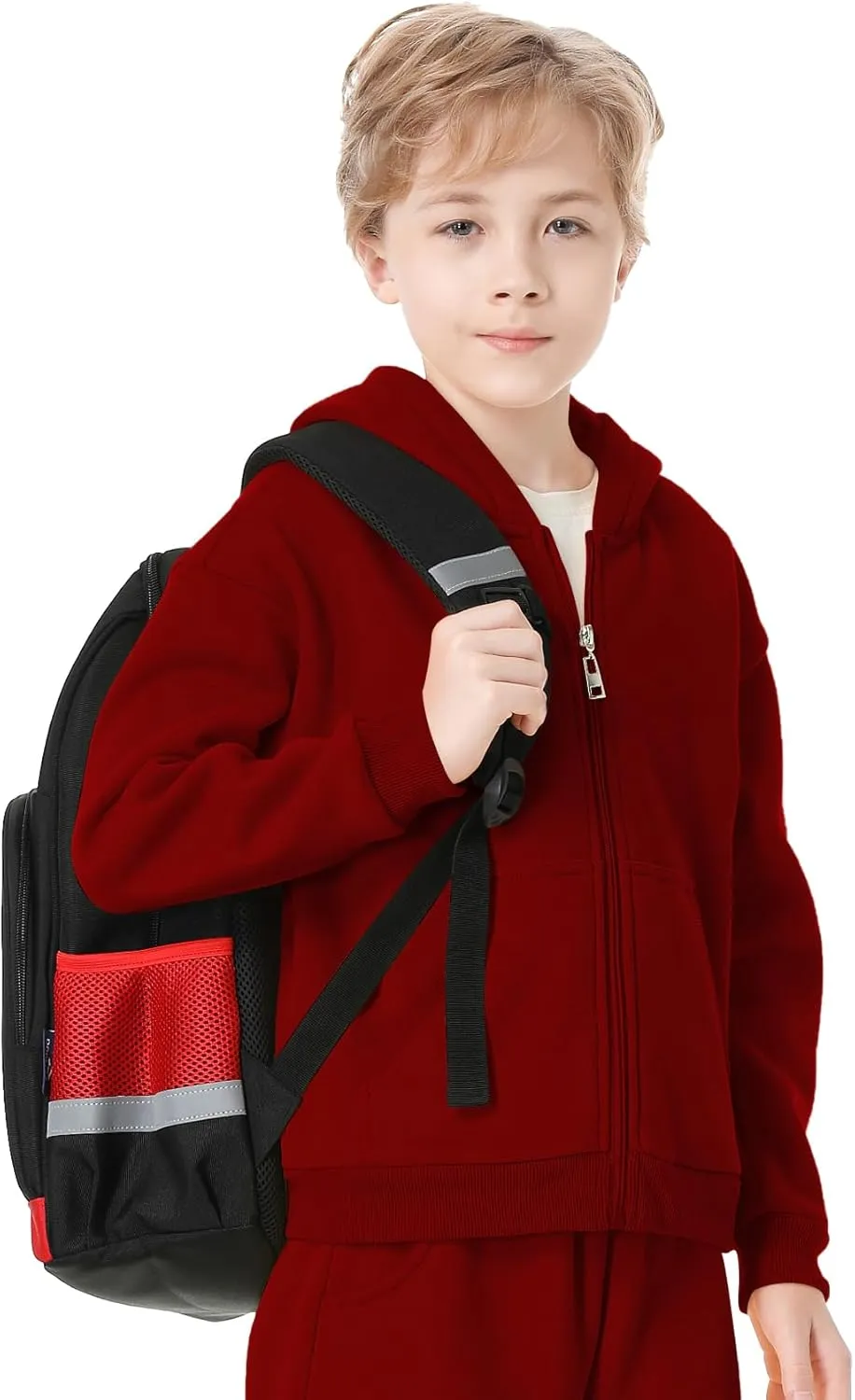 QBK Kids Brushed Fleece Zip-Up Hooded Sweatshirt Hoodie for Boys or Girls 3-14 Years