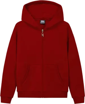 QBK Kids Brushed Fleece Zip-Up Hooded Sweatshirt Hoodie for Boys or Girls 3-14 Years