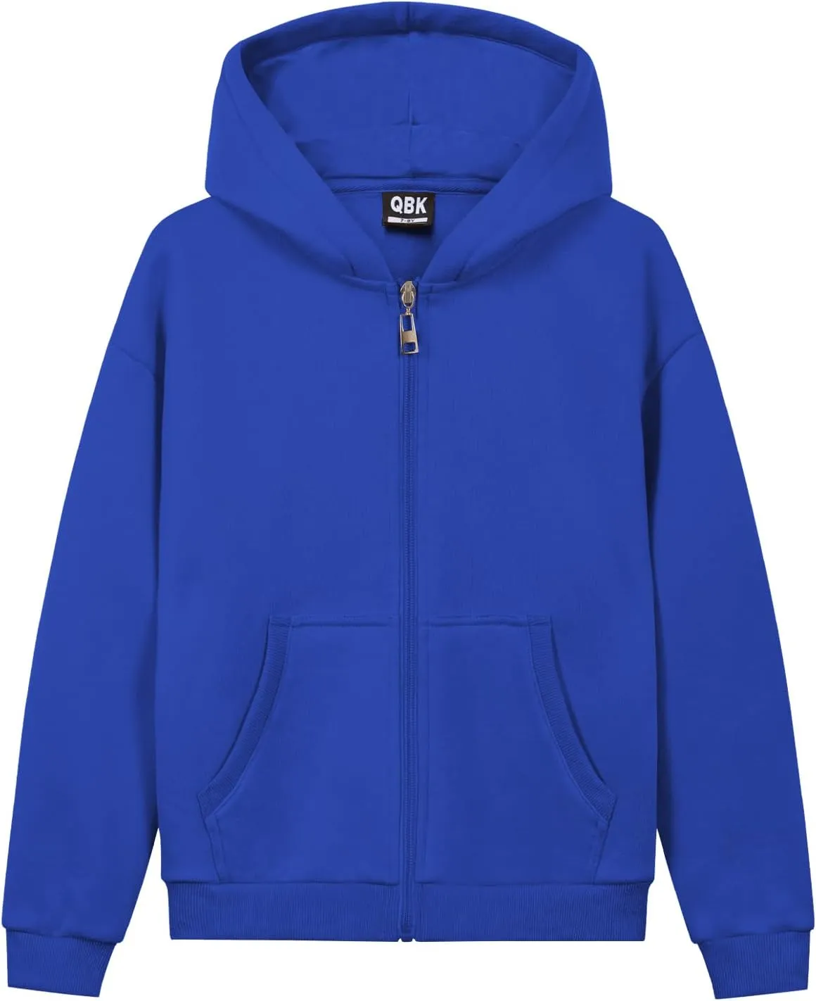 QBK Kids Brushed Fleece Zip-Up Hooded Sweatshirt Hoodie for Boys or Girls 3-14 Years