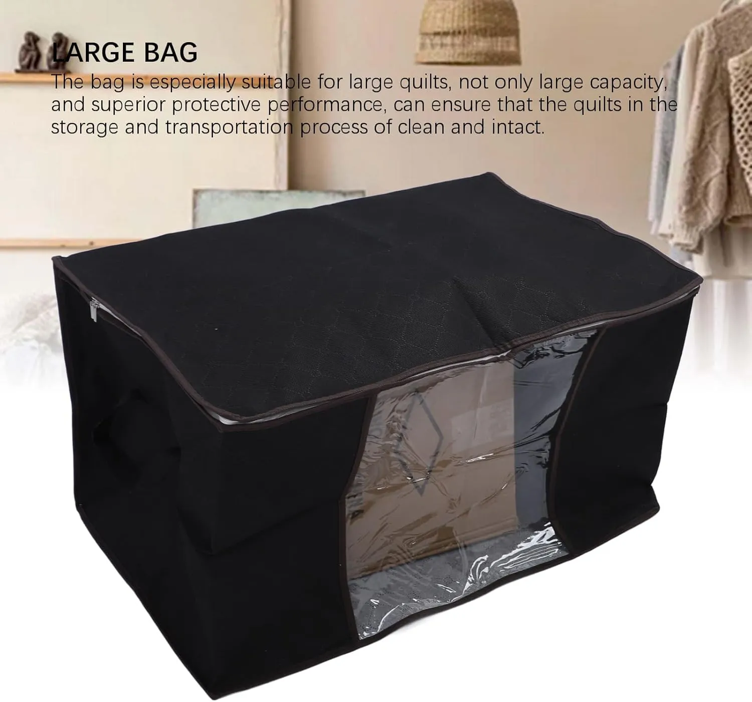 Quilt Storage Bag, Closet Storage Bag 4Pcs Heavy Duty Handle 90L Extra Large Capacity NonWoven Fabric Closure Protector for Clothes (Grey)