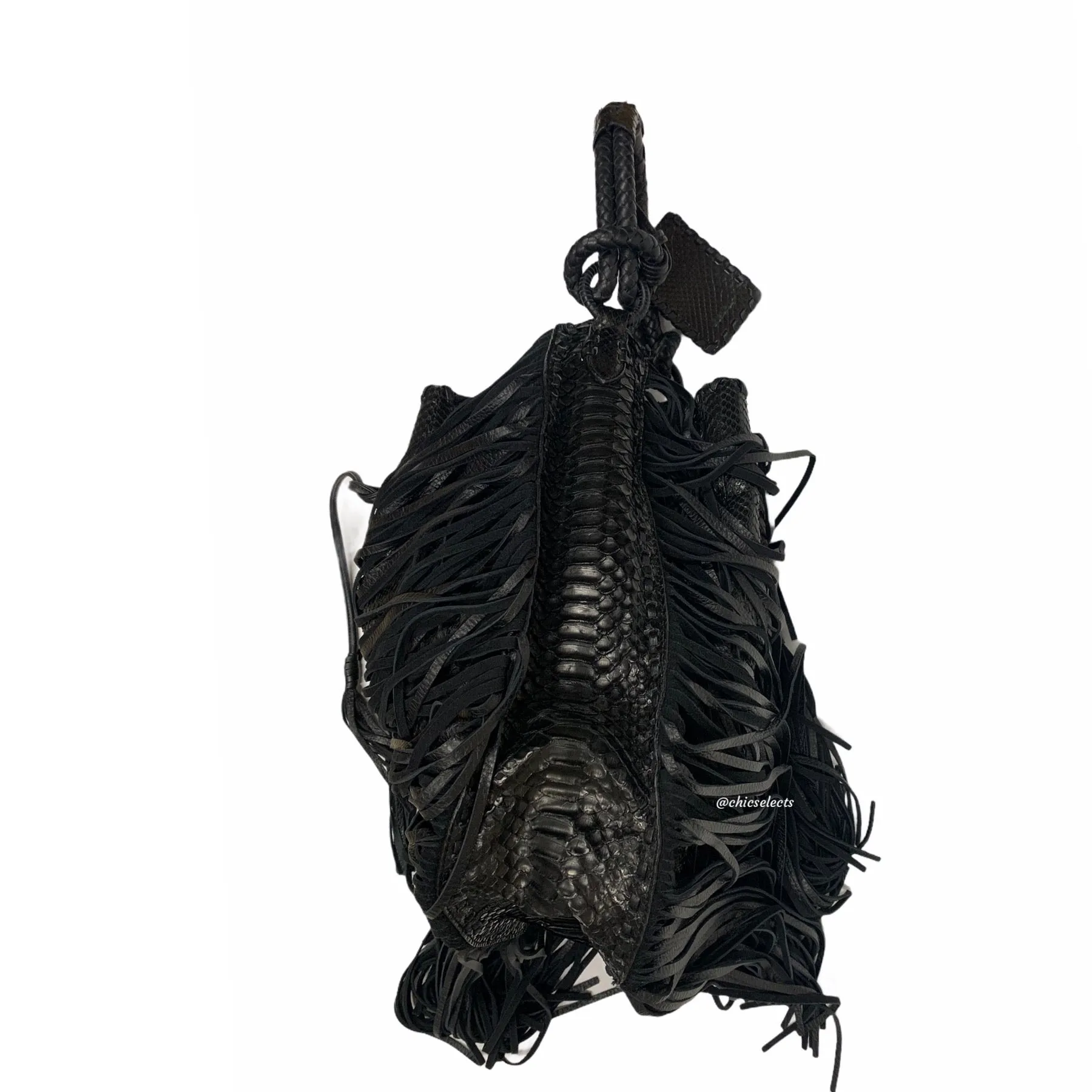RALPH LAUREN PYTHON FRINGE HOBO HANDBAG