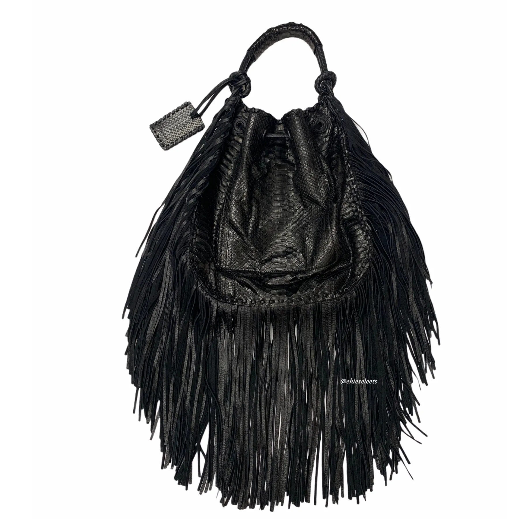 RALPH LAUREN PYTHON FRINGE HOBO HANDBAG