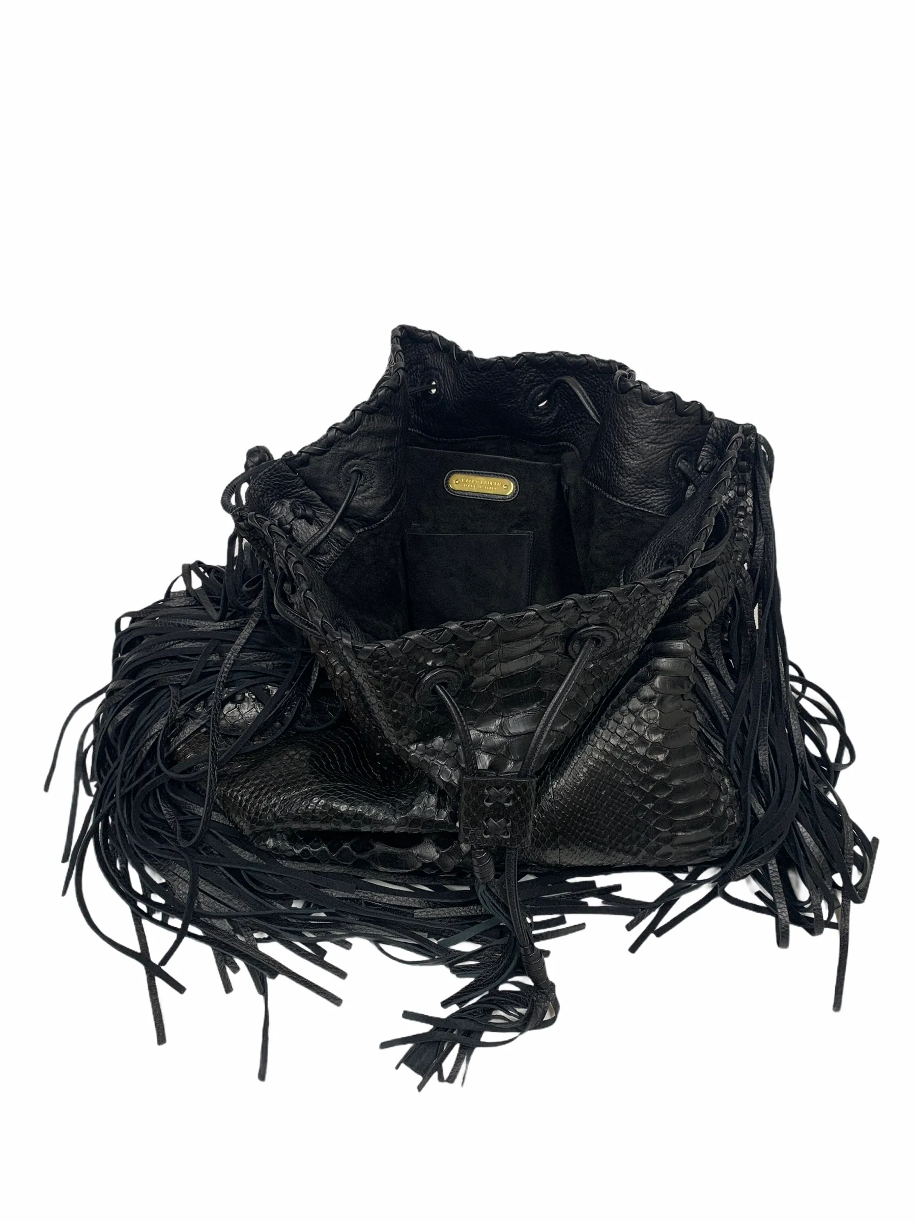 RALPH LAUREN PYTHON FRINGE HOBO HANDBAG