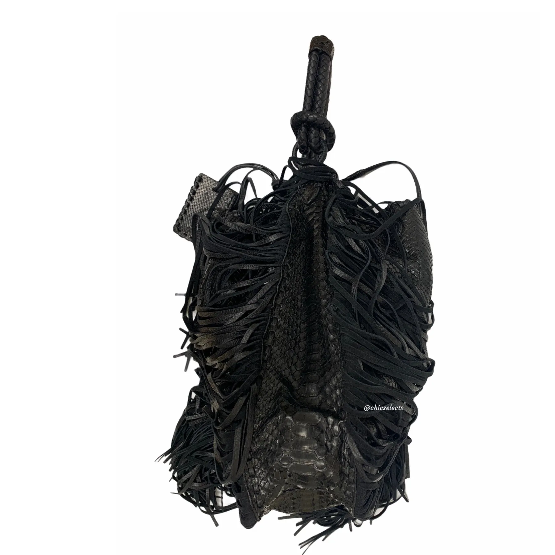 RALPH LAUREN PYTHON FRINGE HOBO HANDBAG