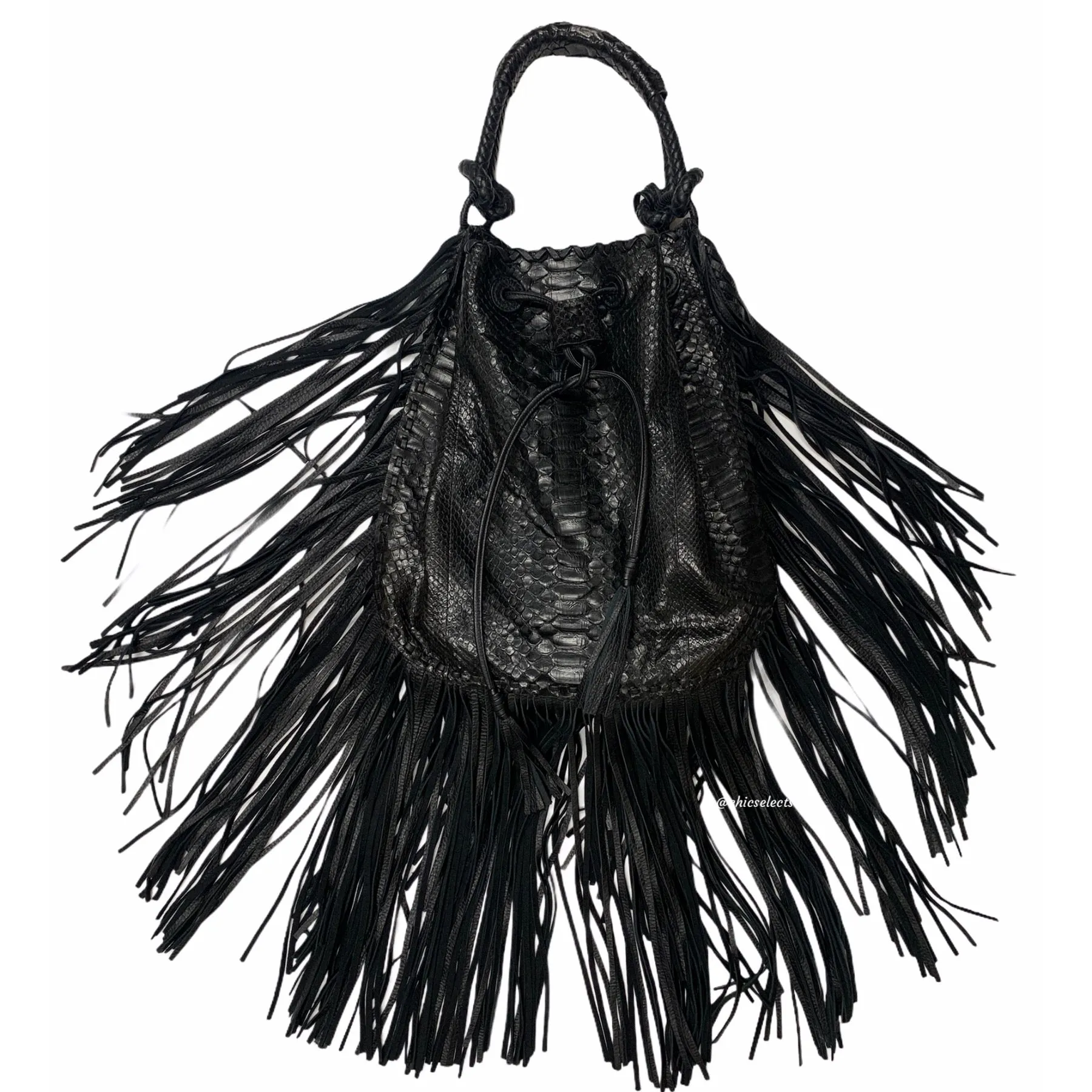 RALPH LAUREN PYTHON FRINGE HOBO HANDBAG