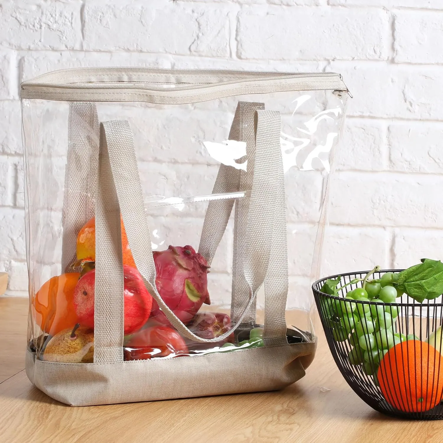 Reginary 8 Pieces Clear Tote Bags Shoulder Handbag Security Approved See Through Bag with Zipper Closure for Travel Work