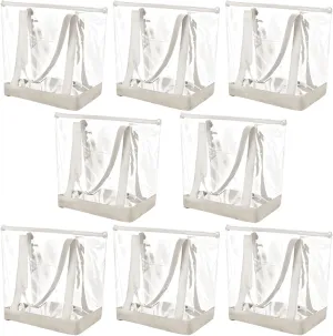 Reginary 8 Pieces Clear Tote Bags Shoulder Handbag Security Approved See Through Bag with Zipper Closure for Travel Work