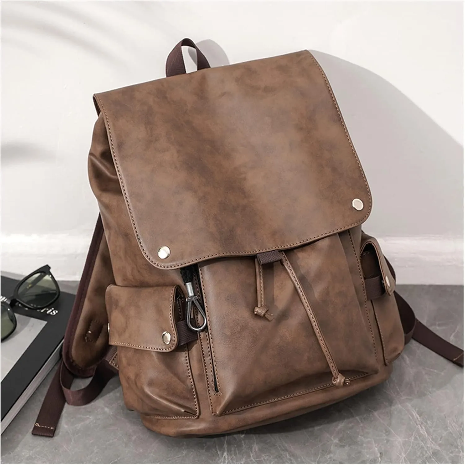 Retro Fashion Mens Backpack Travel Backpack for Men Large Capacity 16 Inch Laptop Backpack for Men(Black)