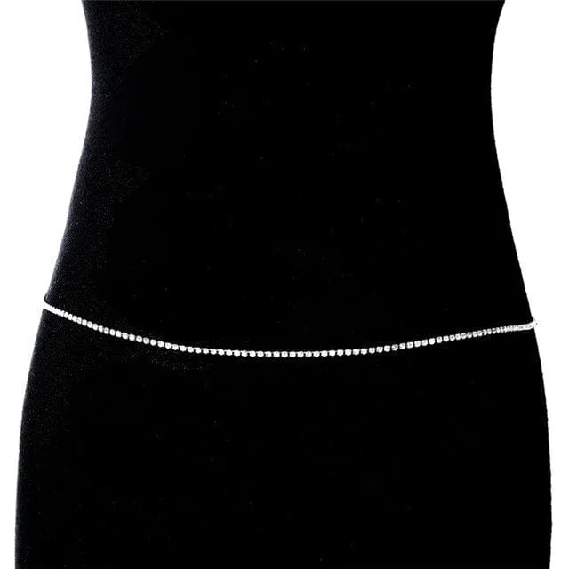 Rhinestone Waist Chain Body Jewelry Gold Or Silver