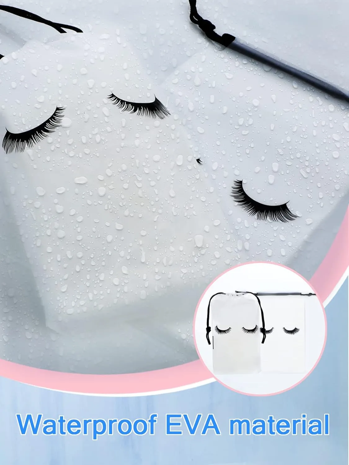 Rohuis 50pcs Eyelash Aftercare Lash Bags for Clients - Drawstring Makeup Cosmetic Shampoo Sample Pouches for Women and Girls- Small Business Supplies (White,4 x 6 Inches)