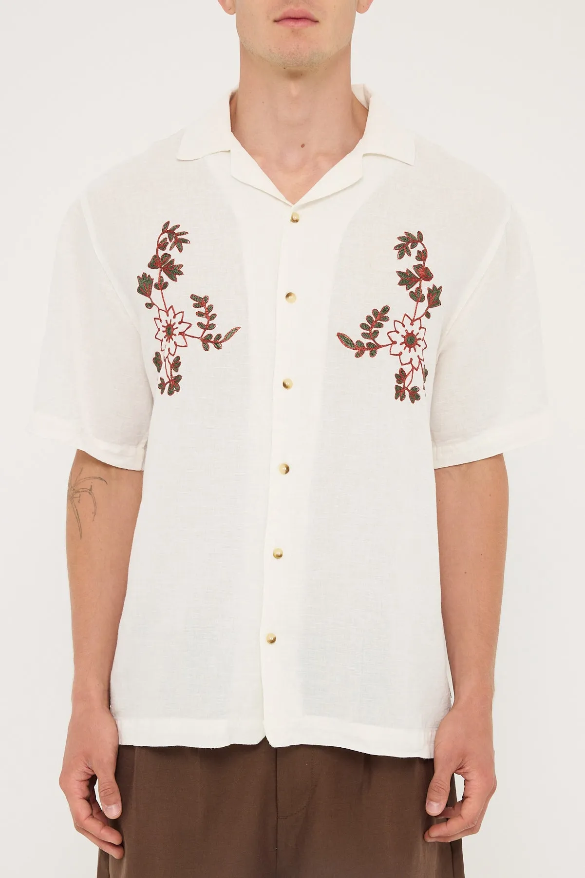 Rolla's Floral Embroider Bowler Natural