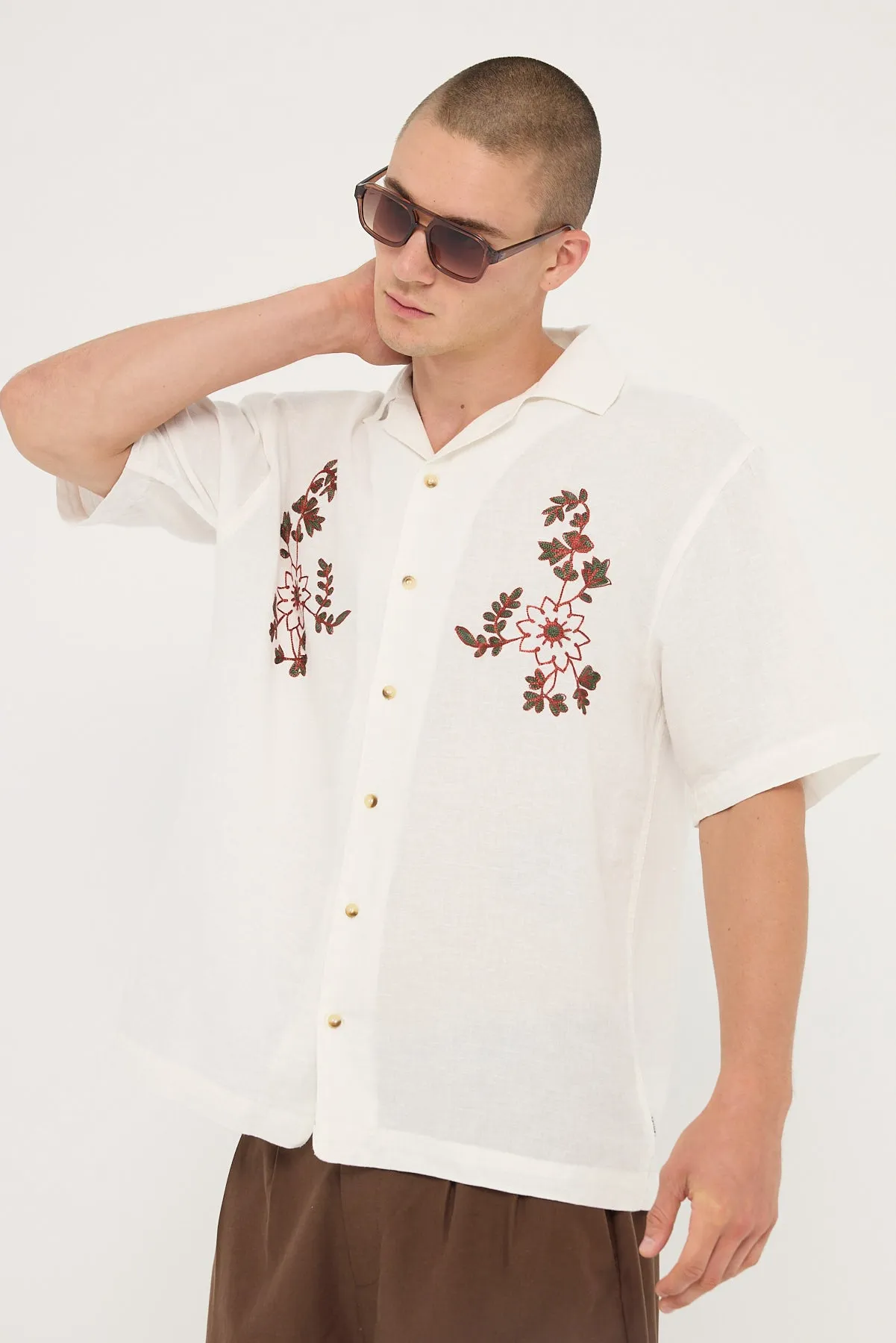 Rolla's Floral Embroider Bowler Natural
