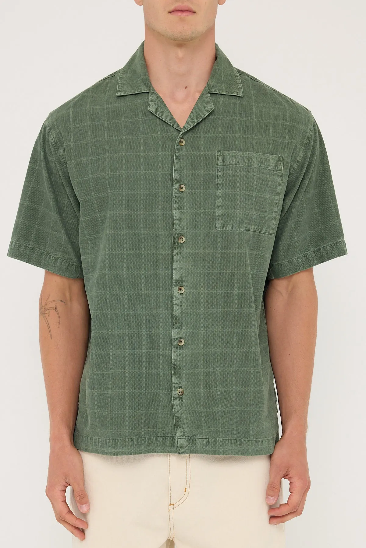 Rolla's Tile Cord Bowler Shirt Thyme