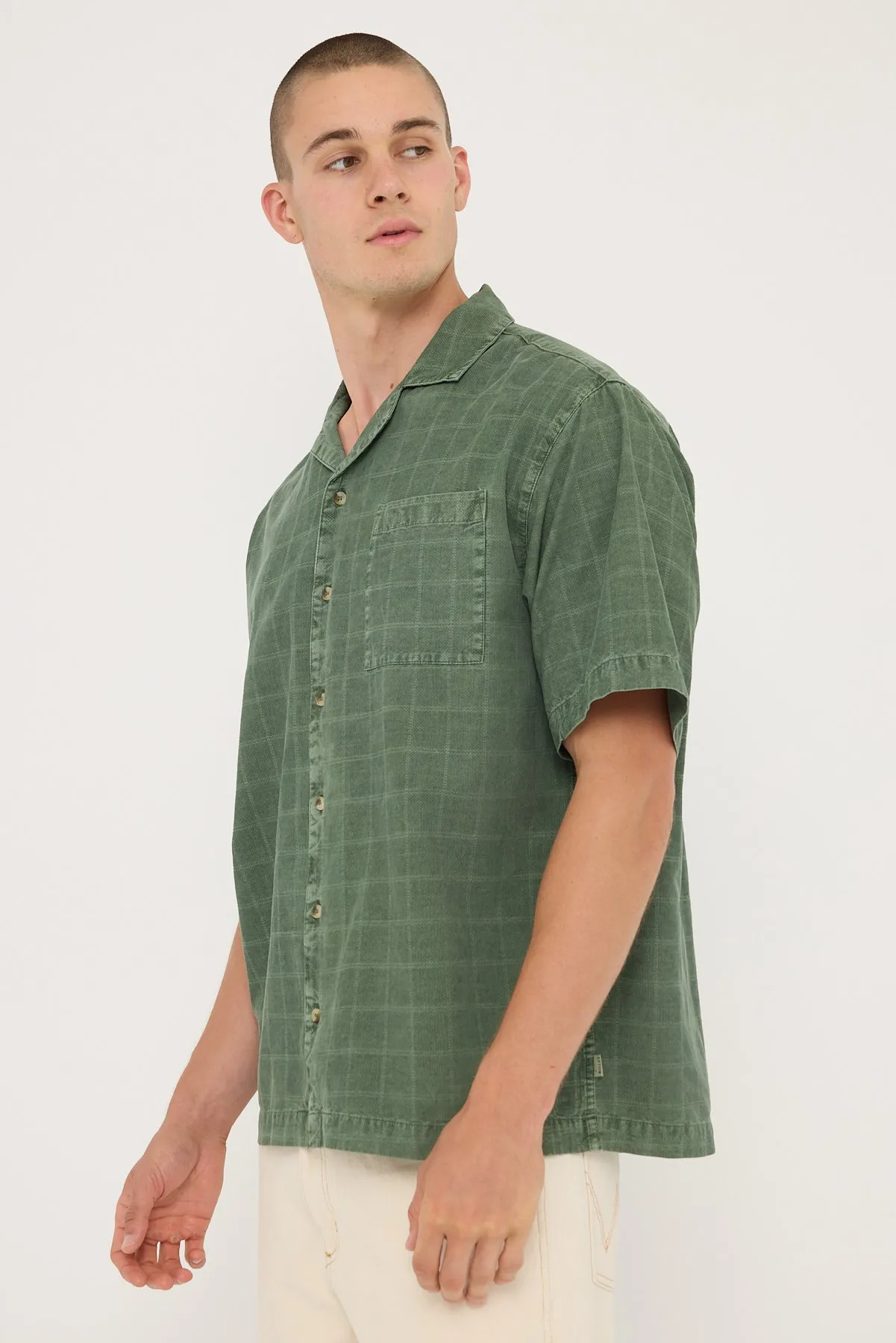Rolla's Tile Cord Bowler Shirt Thyme