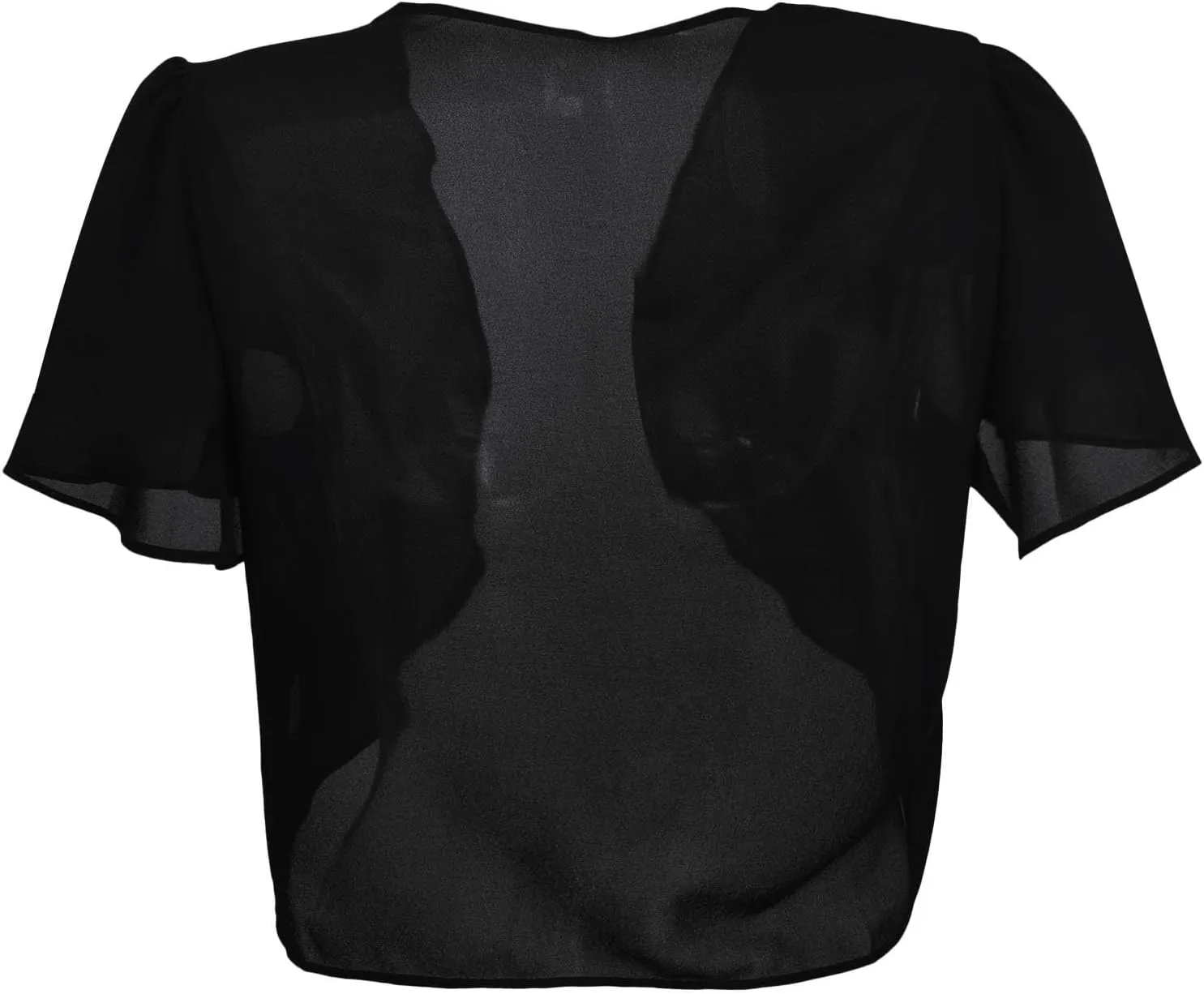 Ruffle Shrugs for Women Cropped Short Sleeve Open Front Cardigans Sheer Summer Casual Chiffon Bolero Tops Evening Dress