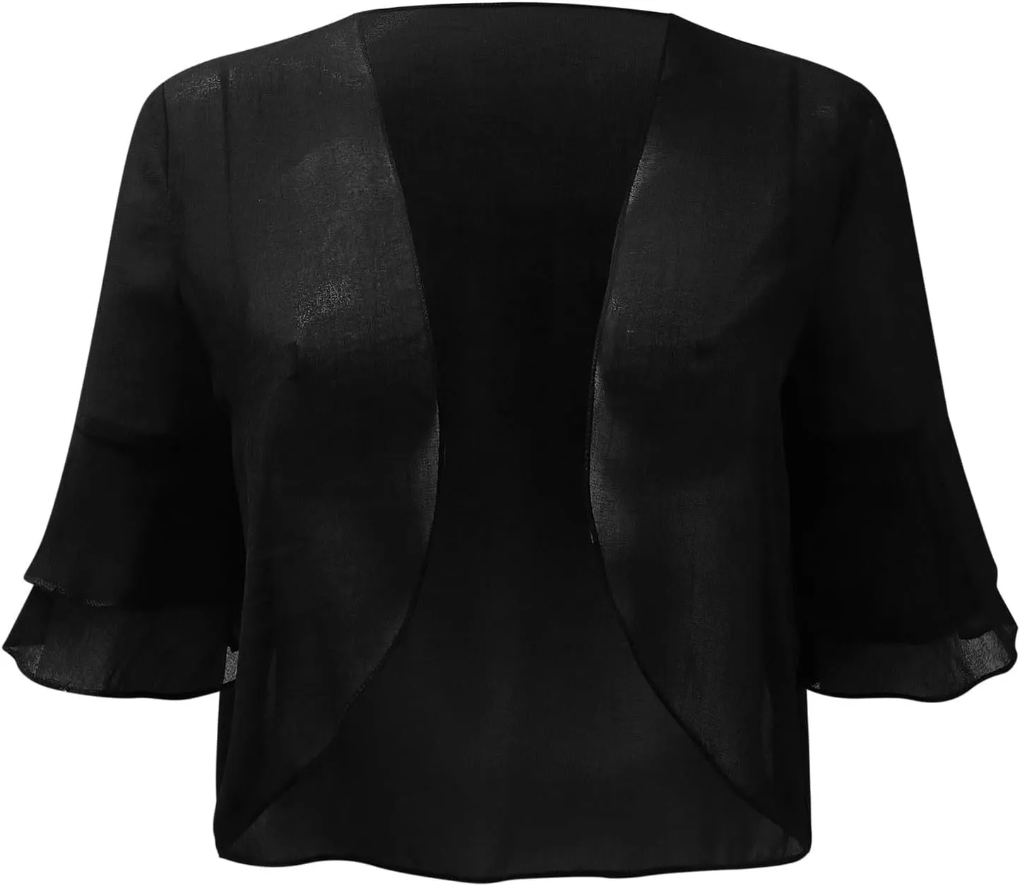 Ruffle Shrugs for Women Cropped Short Sleeve Open Front Cardigans Sheer Summer Casual Chiffon Bolero Tops Evening Dress
