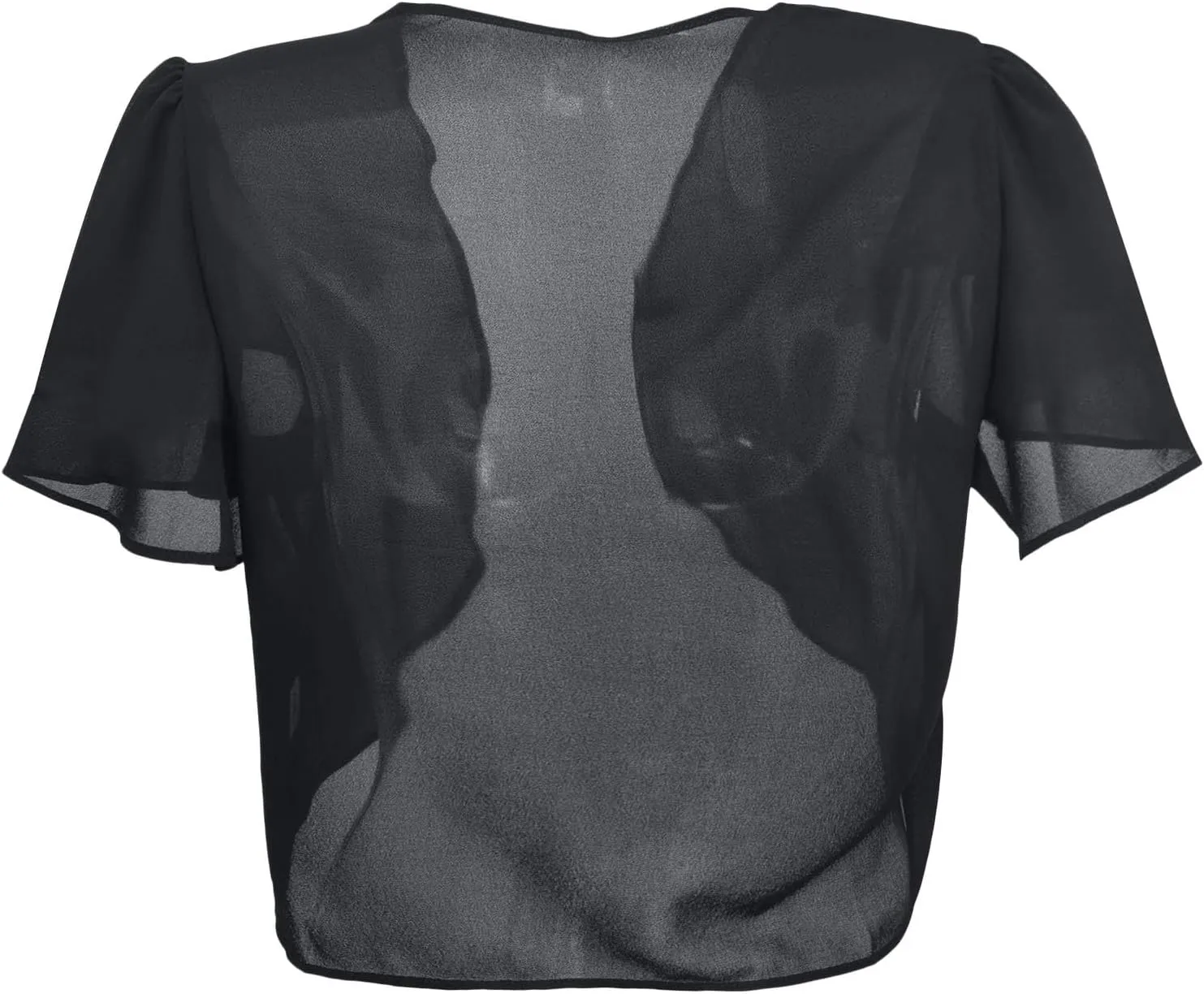 Ruffle Shrugs for Women Cropped Short Sleeve Open Front Cardigans Sheer Summer Casual Chiffon Bolero Tops Evening Dress