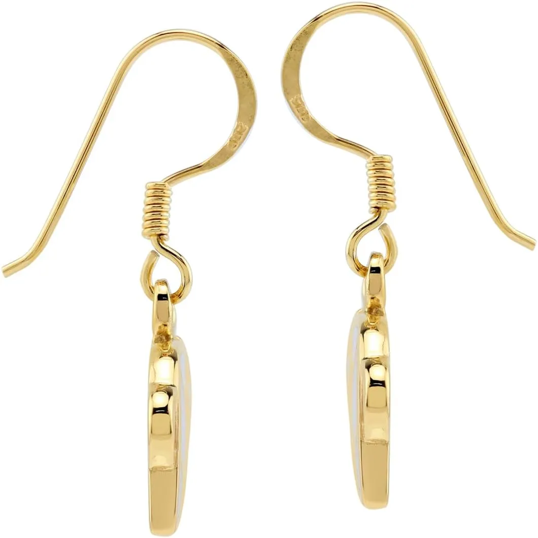 Silvershake Inlay Stones or Shell White Gold Plated or 18K Yellow Gold Plated 925 Sterling Silver Elephant Dangle Hook Earrings Jewelry for Teens or Women