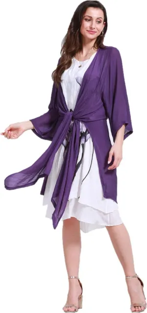 SIMPLY COUTURE Women's Double-Tier Loose Summer Floral Tank Dress Cardigan