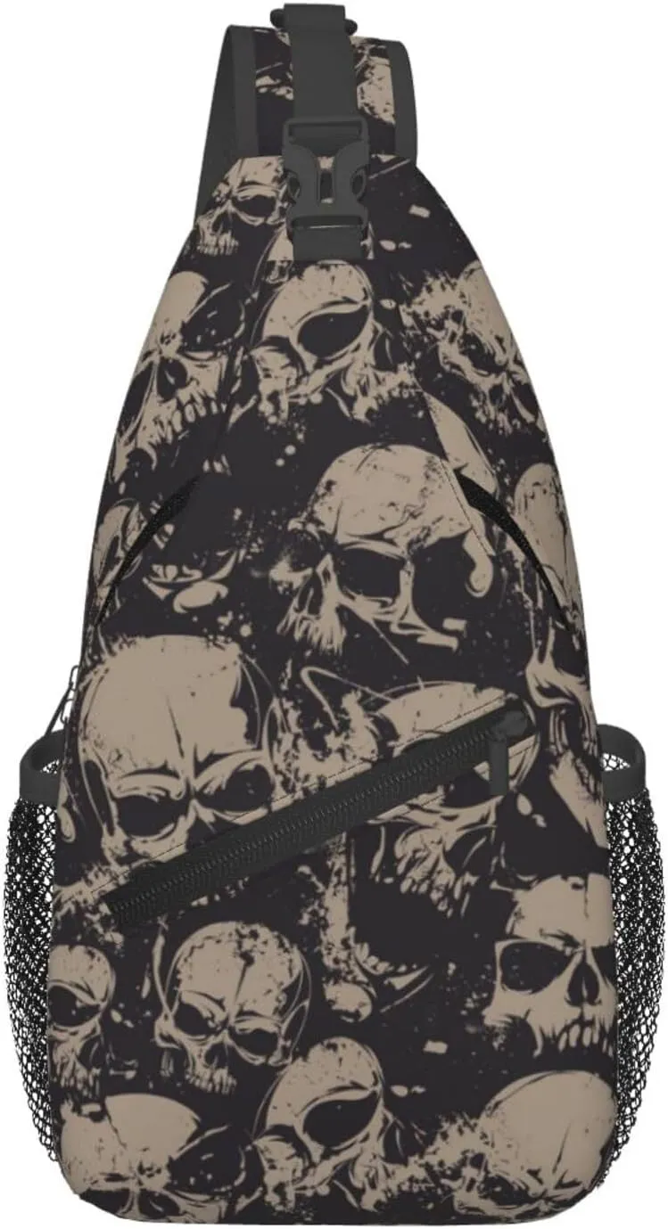 Skull Sling Backpack Chest Bag Crossbody Shoulder Bag Gym Cycling Travel Hiking Daypack For Men Women