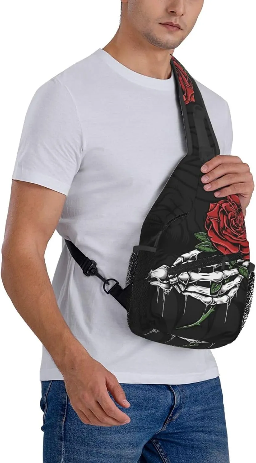 Skull Sling Backpack Chest Bag Crossbody Shoulder Bag Gym Cycling Travel Hiking Daypack For Men Women