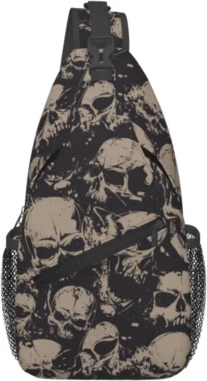 Skull Sling Backpack Chest Bag Crossbody Shoulder Bag Gym Cycling Travel Hiking Daypack For Men Women