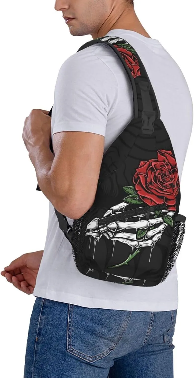 Skull Sling Backpack Chest Bag Crossbody Shoulder Bag Gym Cycling Travel Hiking Daypack For Men Women