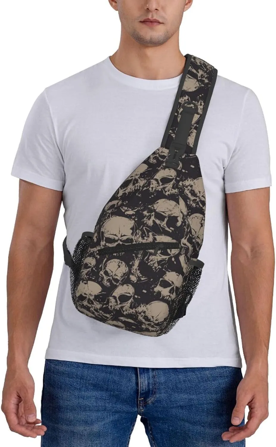 Skull Sling Backpack Chest Bag Crossbody Shoulder Bag Gym Cycling Travel Hiking Daypack For Men Women