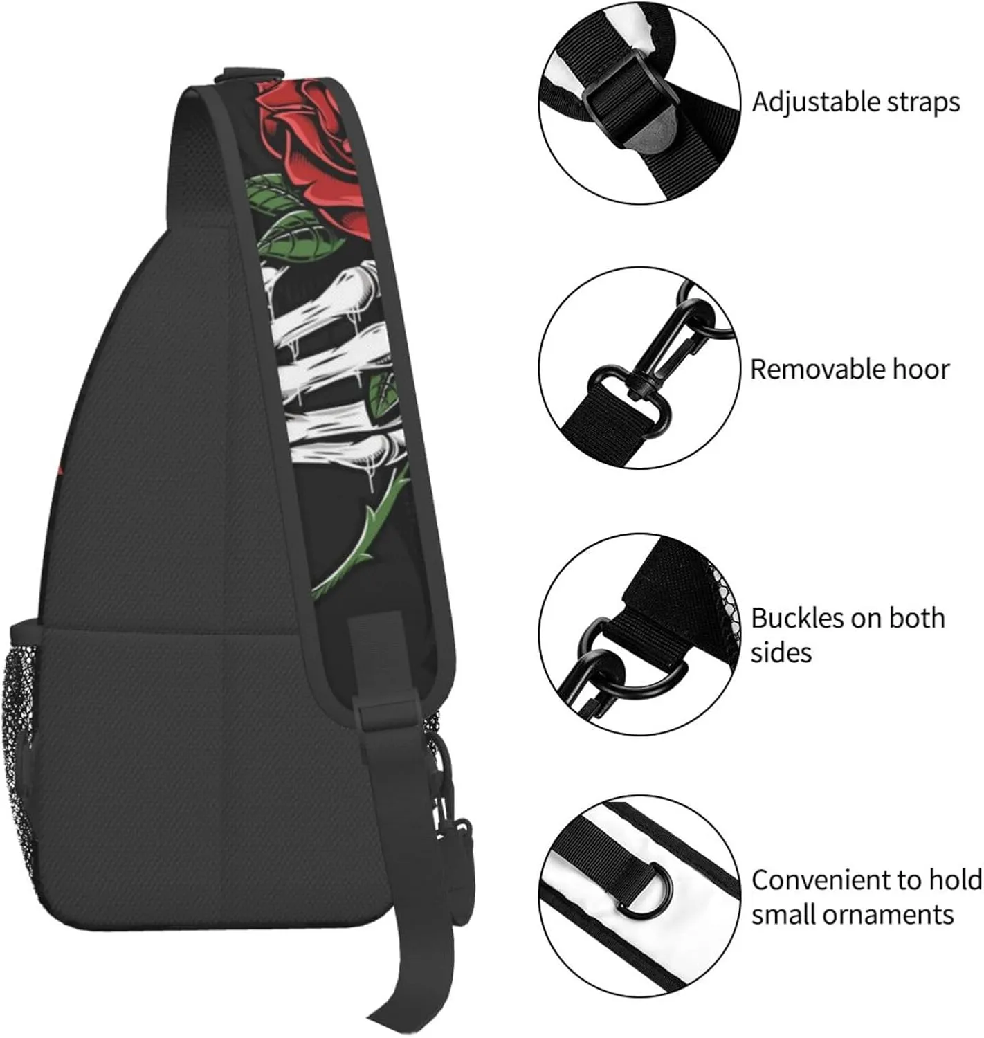 Skull Sling Backpack Chest Bag Crossbody Shoulder Bag Gym Cycling Travel Hiking Daypack For Men Women