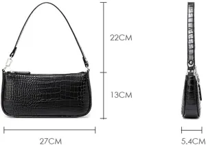 Small Purse for Women, Adjustable Shoulder Bags Crocodile Pattern Clutch Purse with Zipper Closure Retro