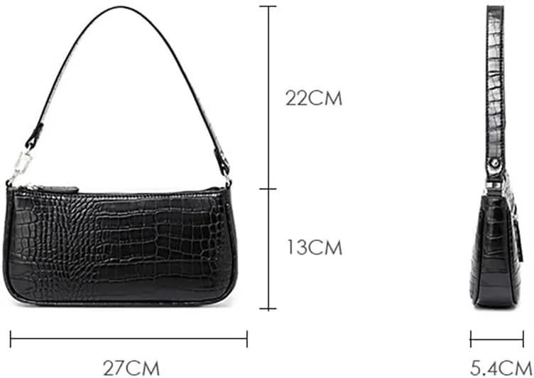 Small Purse for Women, Adjustable Shoulder Bags Crocodile Pattern Clutch Purse with Zipper Closure Retro