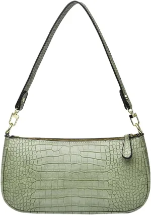 Small Purse for Women, Adjustable Shoulder Bags Crocodile Pattern Clutch Purse with Zipper Closure Retro