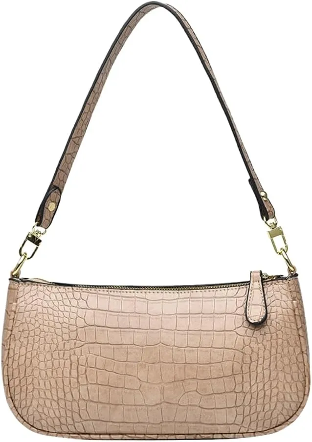 Small Purse for Women, Adjustable Shoulder Bags Crocodile Pattern Clutch Purse with Zipper Closure Retro