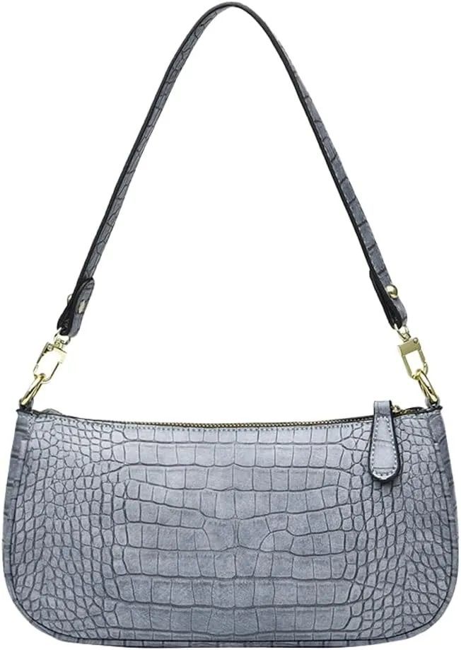 Small Purse for Women, Adjustable Shoulder Bags Crocodile Pattern Clutch Purse with Zipper Closure Retro